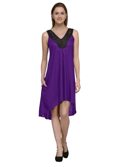 patrorna purple lace high-low dress