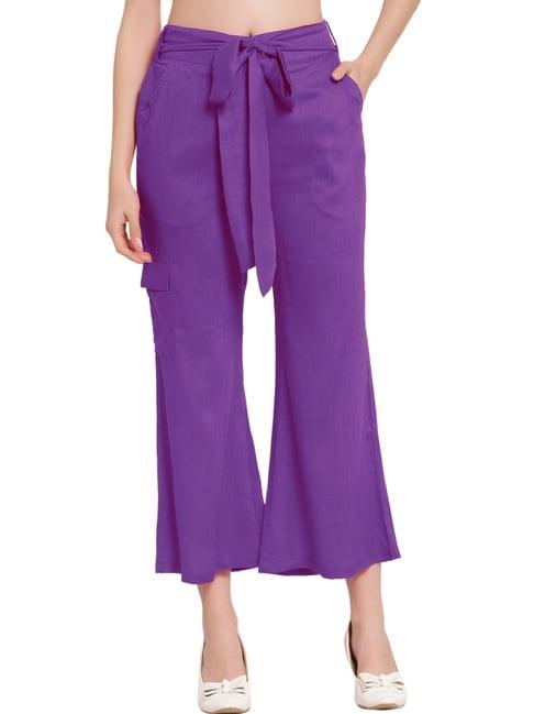 patrorna purple mid rise relaxed fit cargo trousers