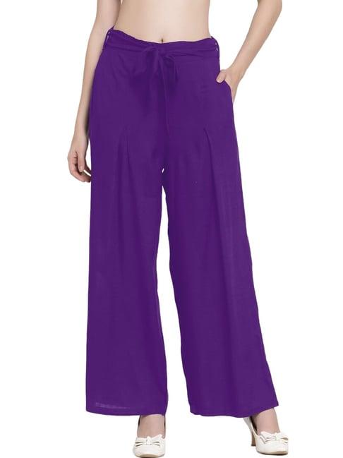 patrorna purple mid rise relaxed fit retro palazzos