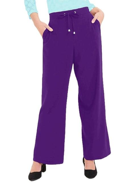 patrorna purple mid rise relaxed fit retro trousers