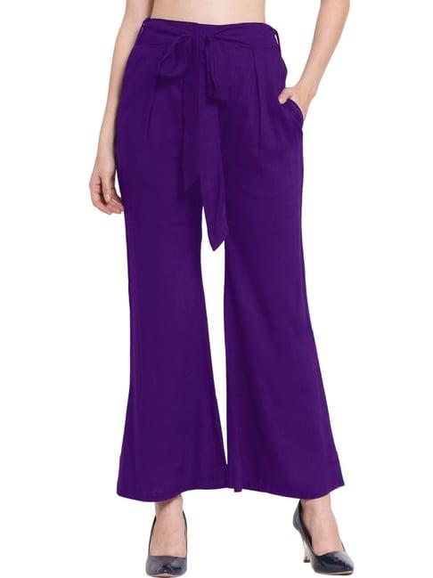 patrorna purple mid rise relaxed fit trousers