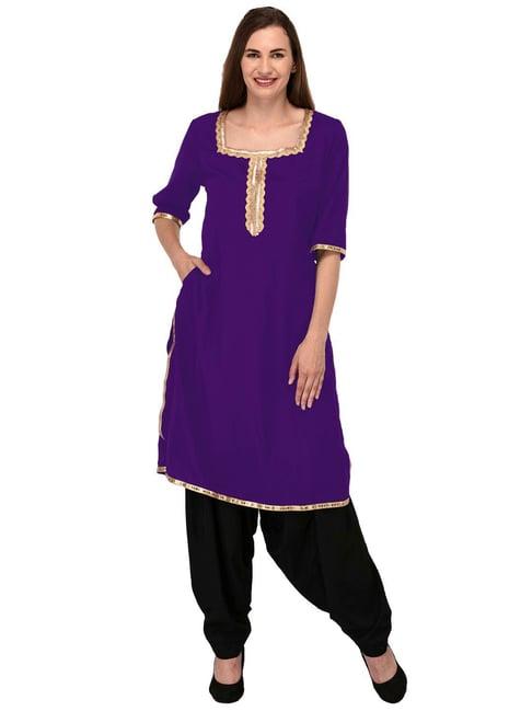 patrorna purple regular fit kurta