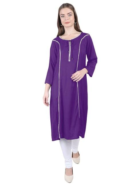 patrorna purple regular fit kurta