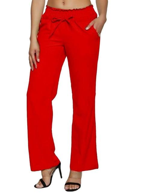 patrorna red high rise relaxed fit paperbag culottes trousers
