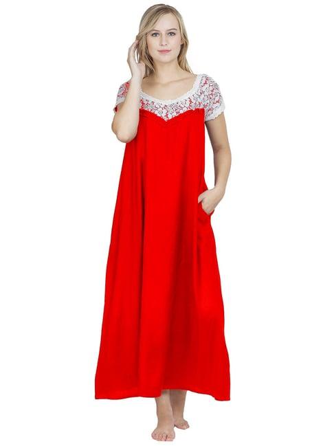 patrorna red lace nighty