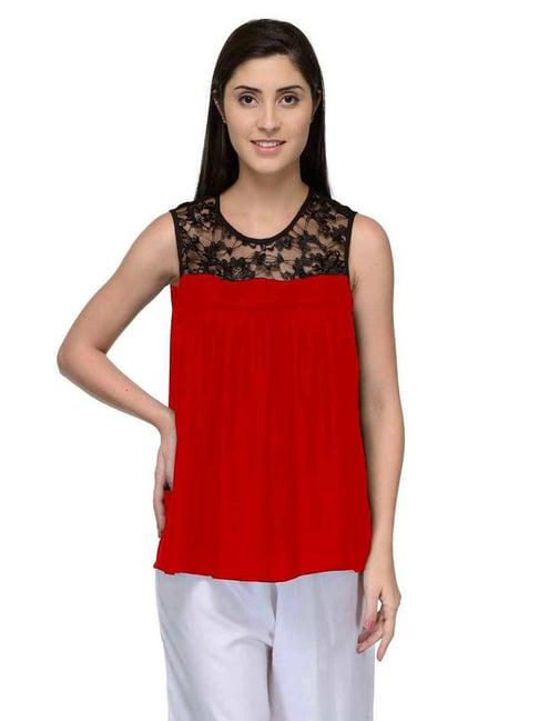 patrorna red lace top