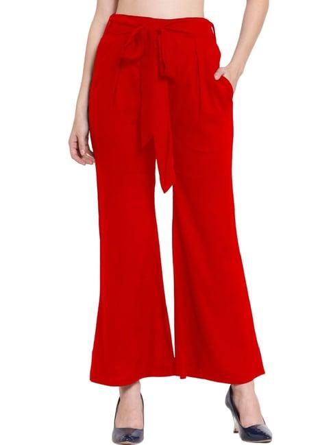 patrorna red mid rise relaxed fit trousers