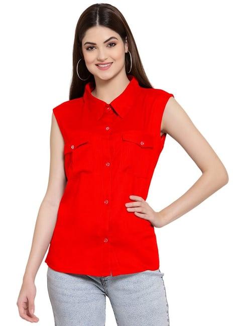 patrorna red regular fit shirt