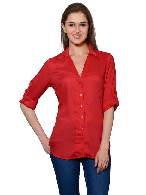 patrorna red regular fit shirt