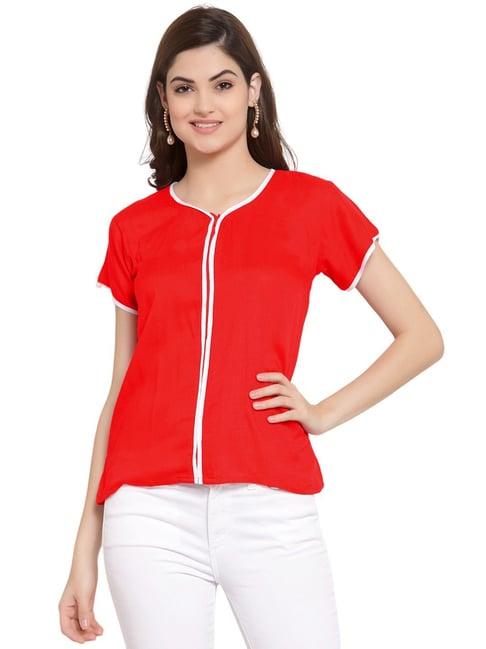 patrorna red regular fit top