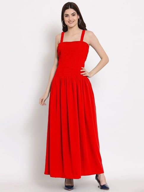 patrorna red regular fit tulip gown