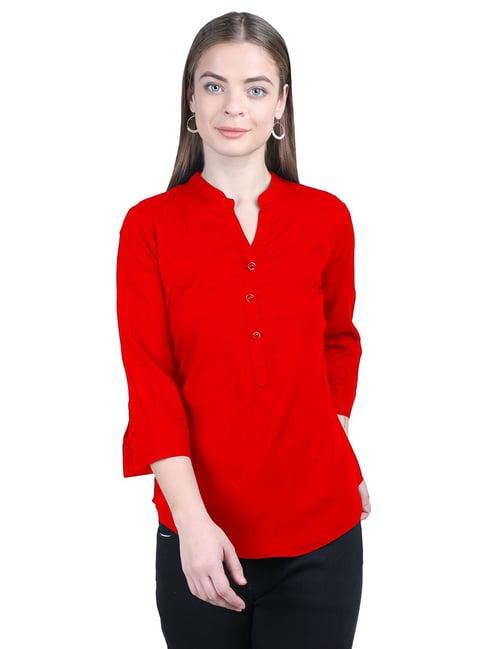 patrorna red regular fit tunic style top