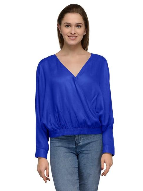 patrorna royal blue regular fit top