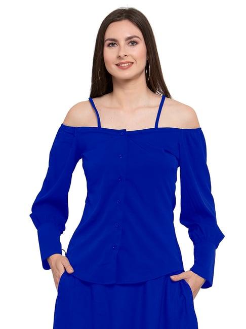 patrorna royal blue regular fit top