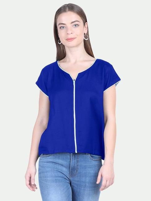 patrorna royal blue regular fit top