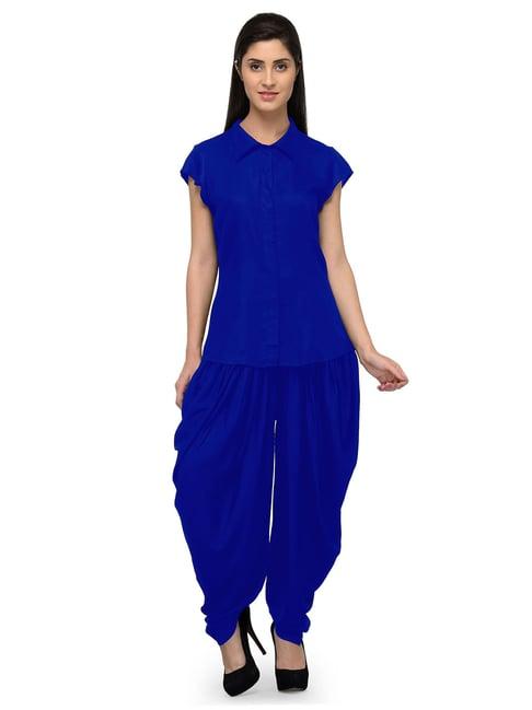 patrorna royal blue shirt with dhoti pants