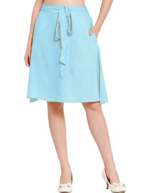 patrorna sky blue above knee skirt