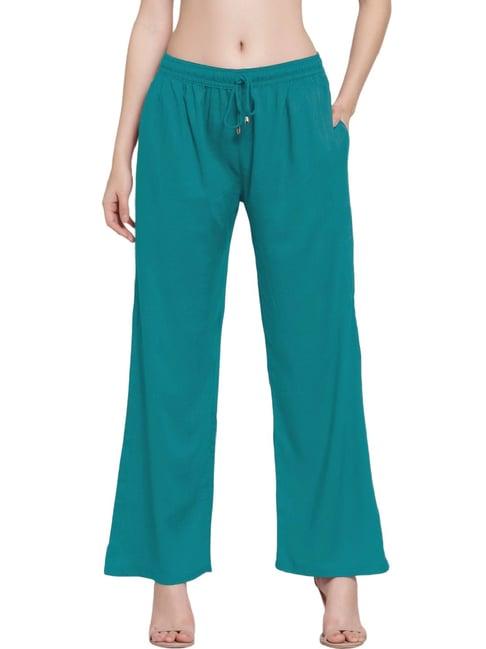 patrorna teal mid rise regular fit modern palazzos