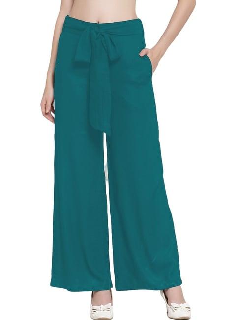 patrorna teal mid rise relaxed fit boyfriend trousers