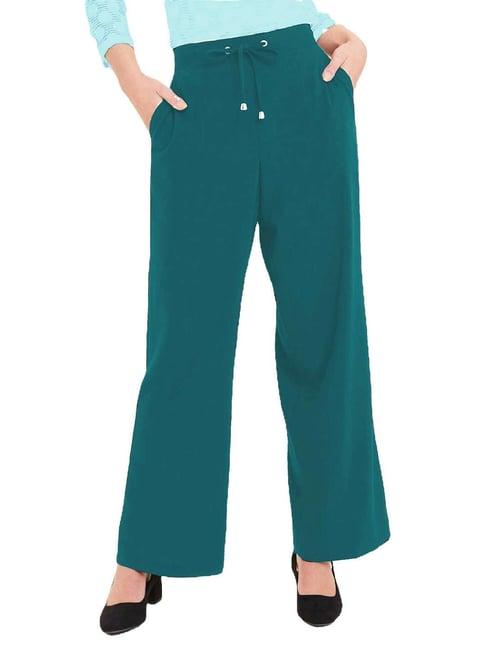patrorna teal mid rise relaxed fit retro trousers