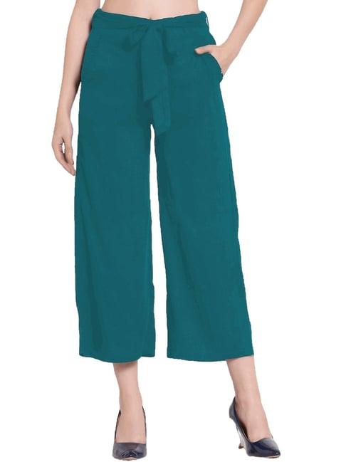 patrorna teal regular fit mid rise trousers