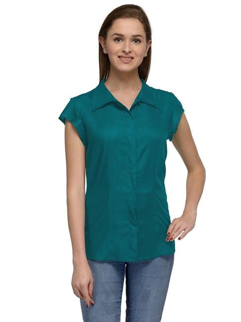 patrorna teal regular fit shirt