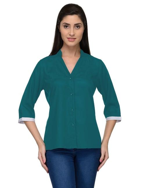 patrorna teal regular fit shirt