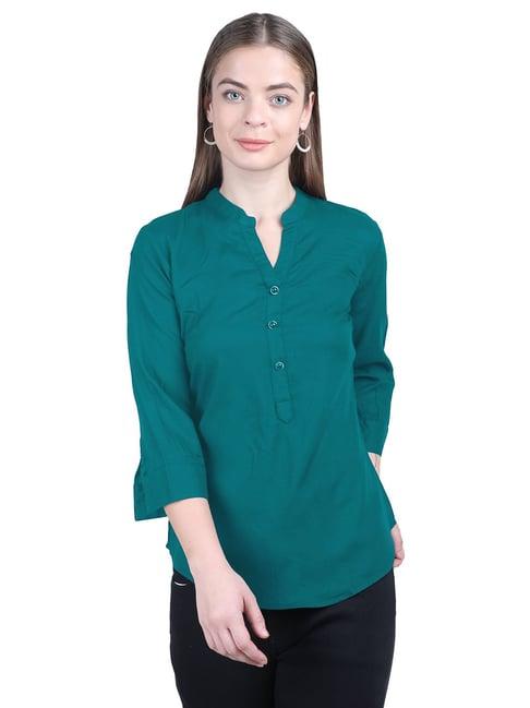 patrorna teal regular fit tunic style top