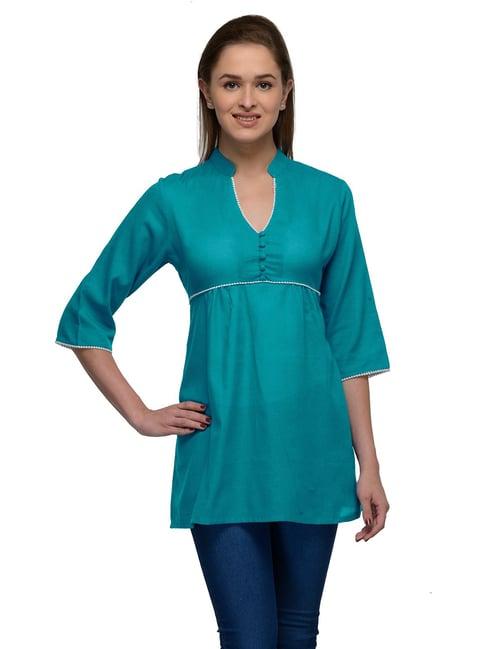 patrorna teal regular fit tunic