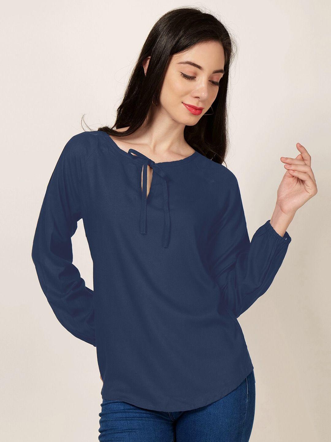 patrorna tie-up neck raglan sleeves top