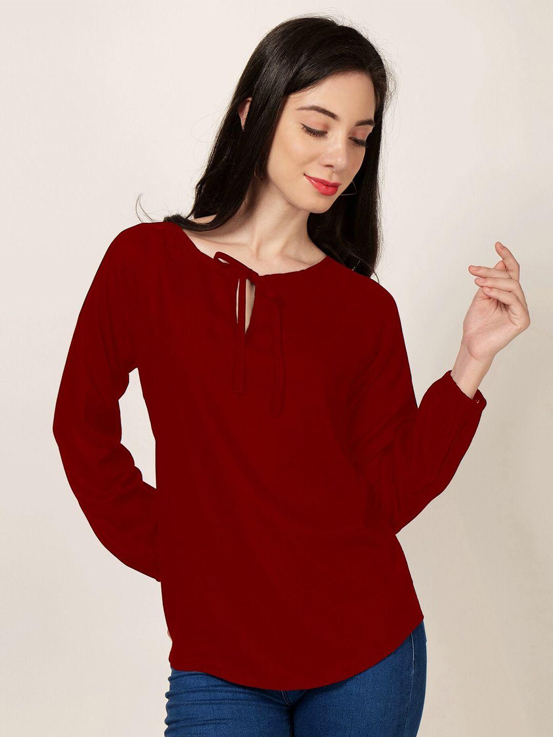 patrorna tie-up neck raglan sleeves top