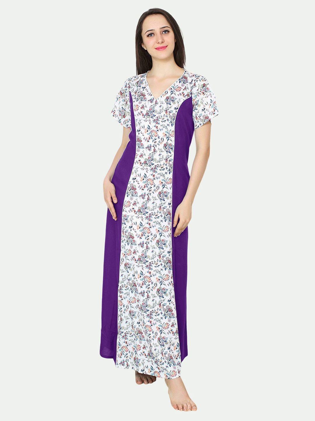 patrorna violet printed maxi nightdress