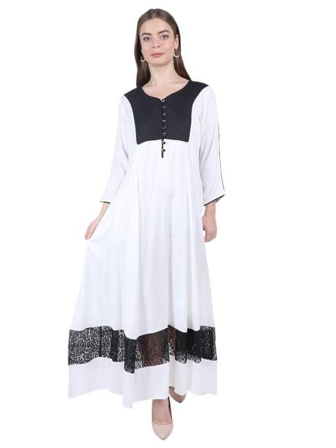 patrorna white & black regular fit kurta