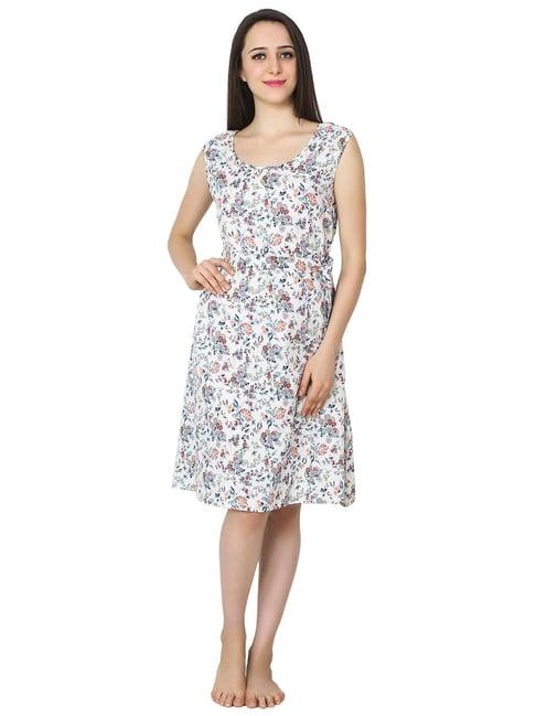 patrorna white floral print night dress