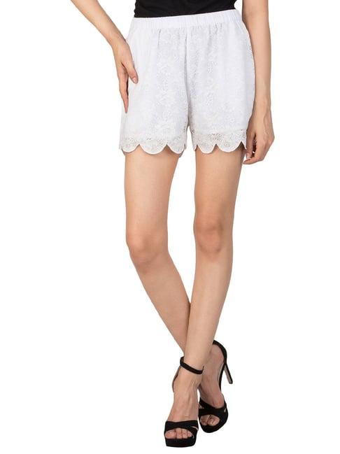 patrorna white lace shorts