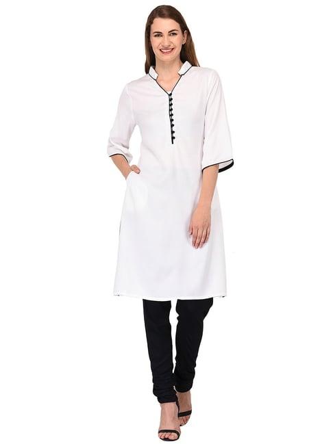 patrorna white regular fit kurta