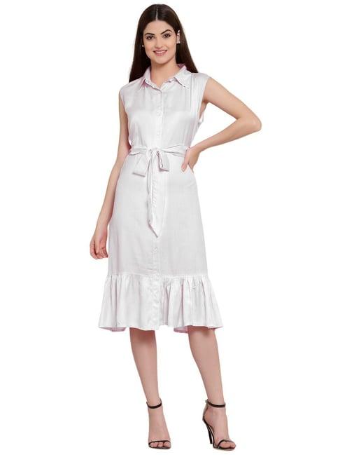 patrorna white regular fit shirt dress