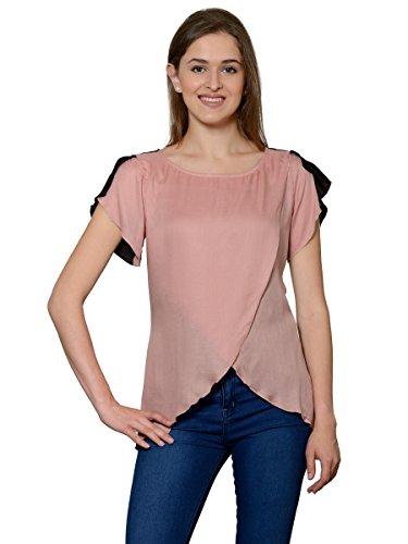 patrorna women's cotton silk blended boat neck wrap crop tops (peach black, size 4xl)