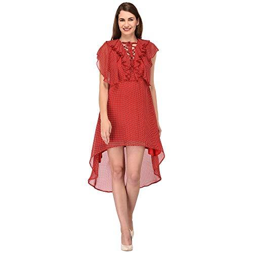 patrorna women's fit & flare midi dress (pt10a04_red polka print_8xl)