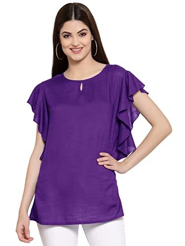 patrorna women's plus size raglan sleeve asymmetric top (spv6s050_purple_7xl)