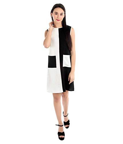 patrorna women's skater knee length dress (pt10a059_white:black_8xl)