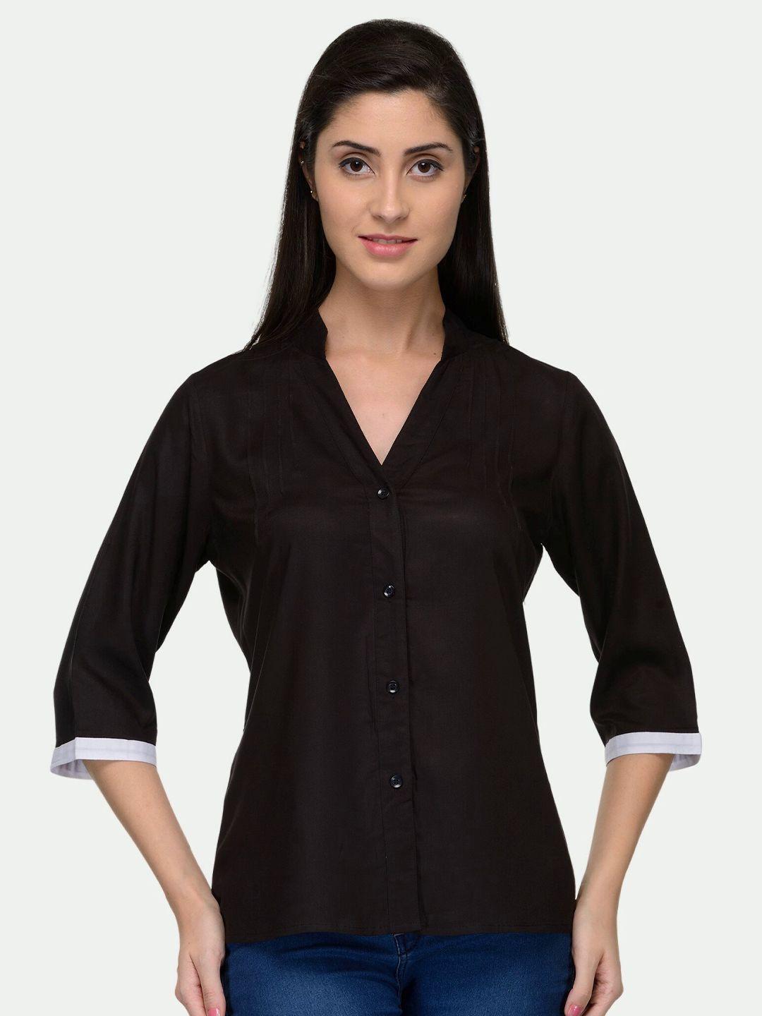 patrorna women black comfort casual shirt