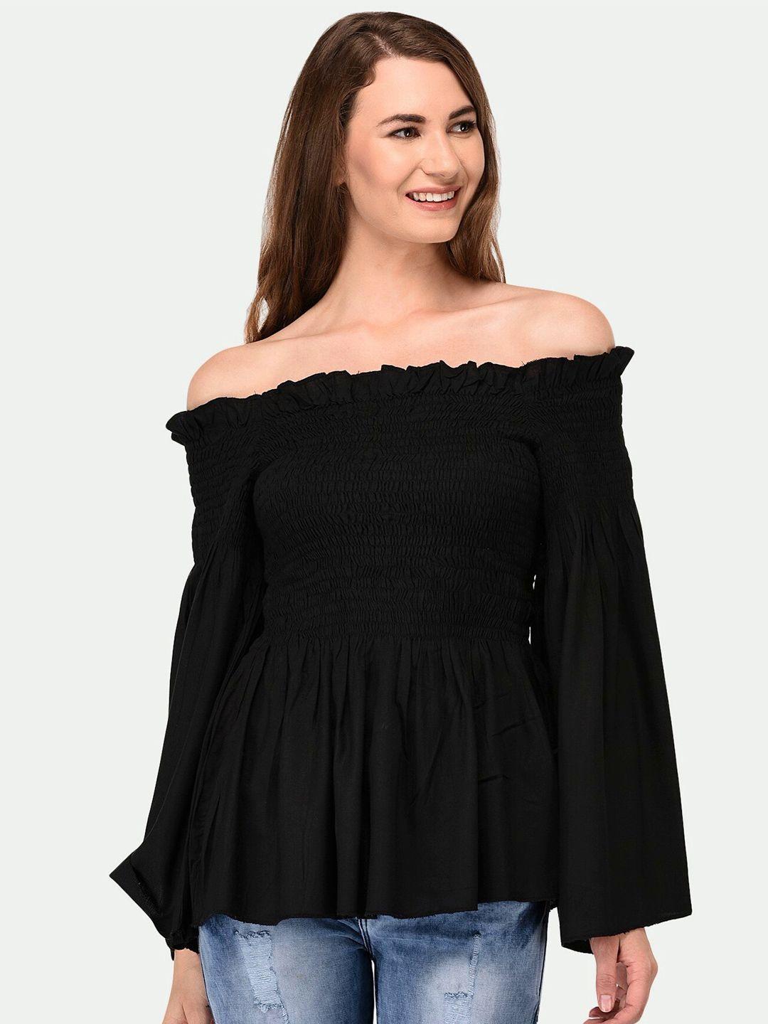 patrorna women black off-shoulder peplum top