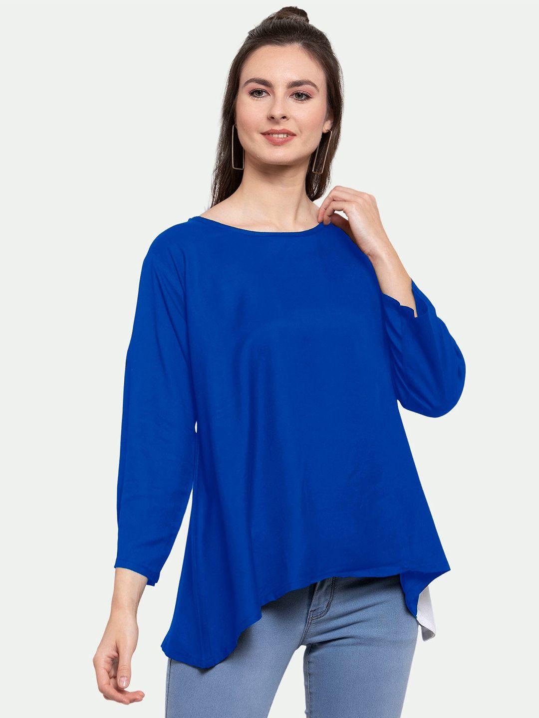 patrorna women blue boxy top