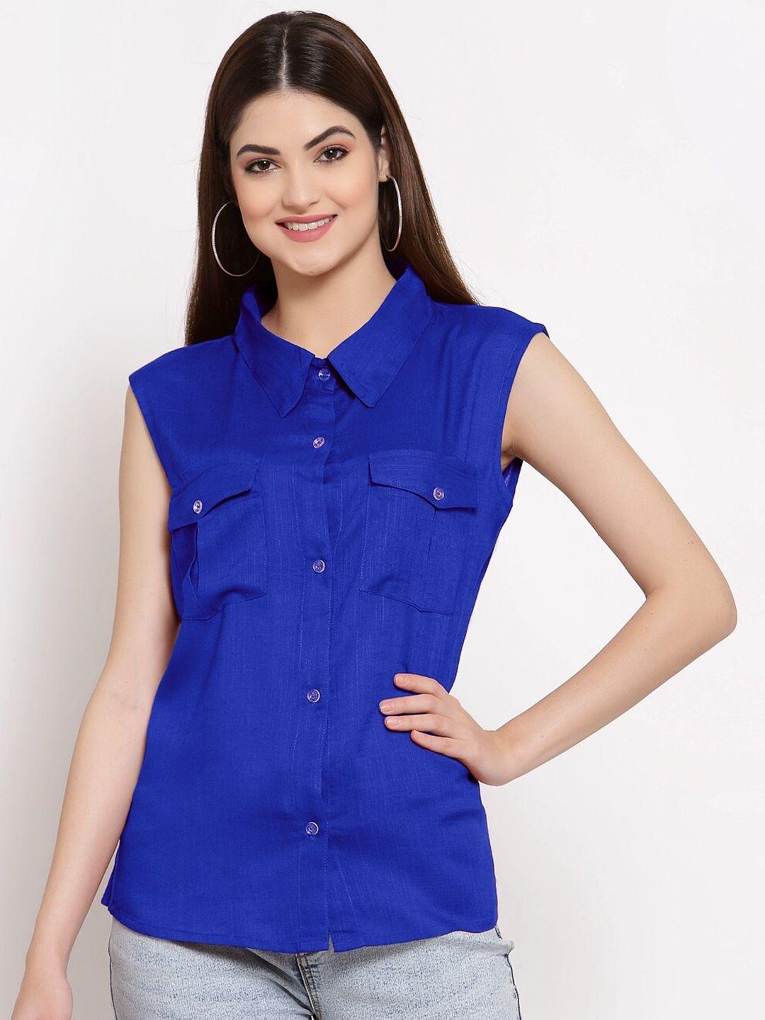 patrorna women blue comfort casual shirt
