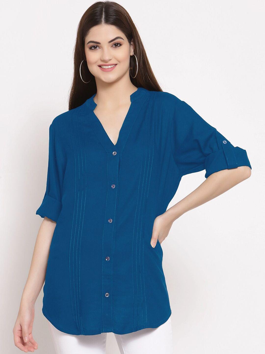 patrorna women blue comfort casual shirt