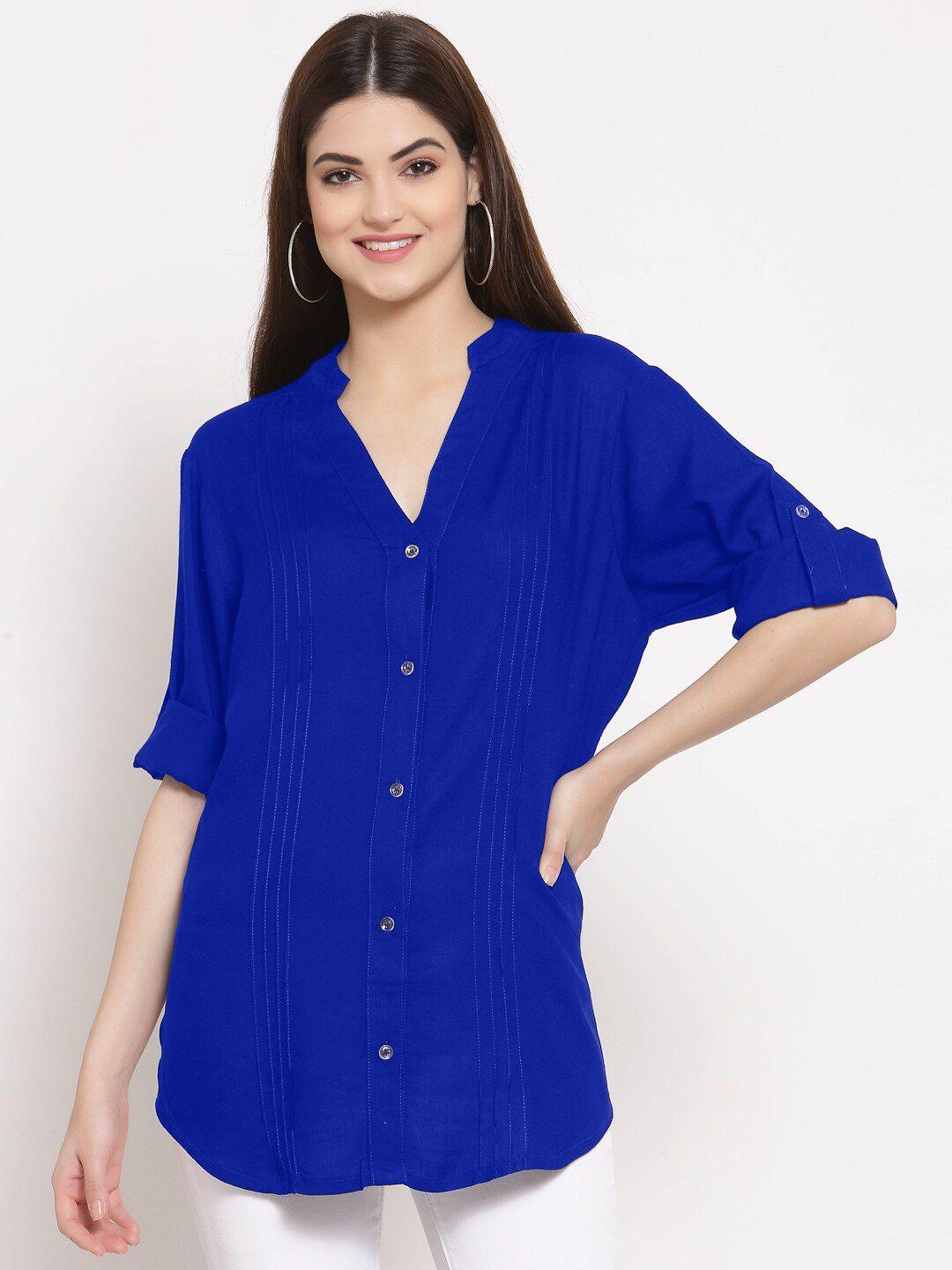 patrorna women blue comfort casual shirt