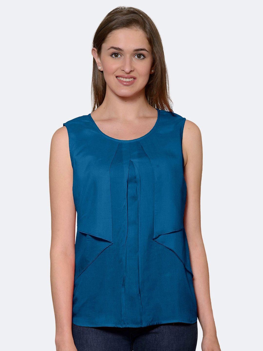 patrorna women blue sleeveless layered top