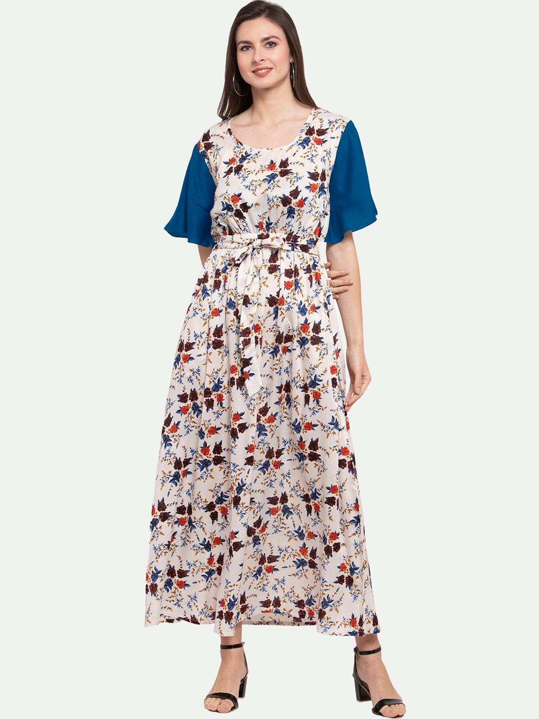 patrorna women floral printed cotton blend a-line maxi dress