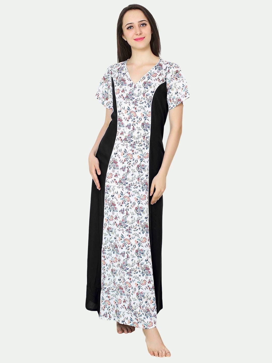 patrorna women floral printed cotton blend maxi nightdress